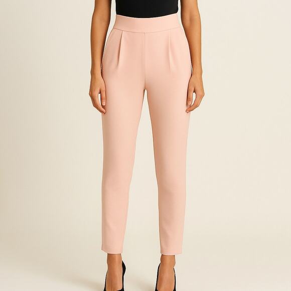 Odd Muse London Women’s Pink Pleated High Rise Ankle Zip Trousers XS NWT - Picture 1 of 14
